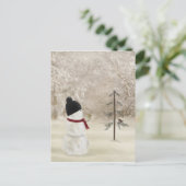 クリスマス雪だるまと金ゴールド星 ポストカード (スタンド正面)