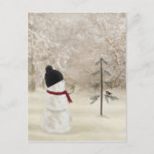 クリスマス雪だるまと金ゴールド星 ポストカード (正面)