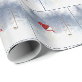 クリスマス雪だるまと金ゴールド星 ラッピングペーパー (ロールコーナー)