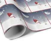 クリスマス雪だるまと金ゴールド星 ラッピングペーパー (ロールコーナー)