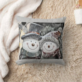 クリスマス雪だるまと雪の女性装飾用クッション クッション (ブランケット)