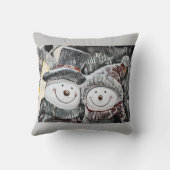 クリスマス雪だるまと雪の女性装飾用クッション クッション (裏面)