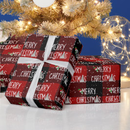 クリスマス雪だるまと雪の木 ラッピングペーパー