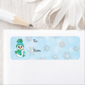 クリスマス雪だるまと雪片の行き来 ラベル (インサイチュ)