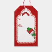 クリスマス雪だるまと雪片 ギフトタグ (正面)