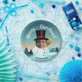 クリスマス雪だるまと顔 ペーパープレート (パーティー)