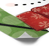 クリスマス雪だるまと鳥 ポスター (角)