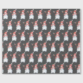 クリスマス雪だるまと鳥 ラッピングペーパー (フラット)