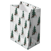 クリスマス雪だるまと鹿 ミディアムペーパーバッグ (正面アングル)