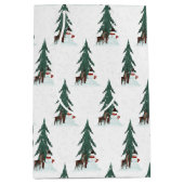 クリスマス雪だるまと鹿 ミディアムペーパーバッグ (正面)