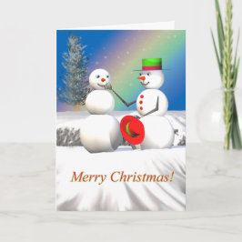 クリスマス雪だるまのお友達へ シーズンカード