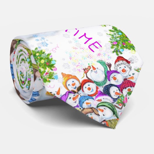 クリスマス雪だるまのネクタイ ネクタイ (ロール)
