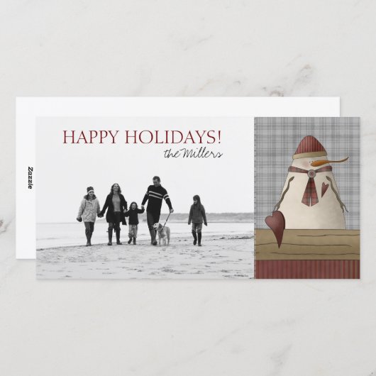 クリスマス雪だるまのフォトカード シーズンカード (正面/裏面)