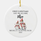 クリスマス雪だるまの三家族 セラミックオーナメント (裏面)