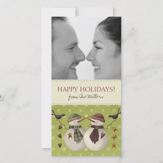 クリスマス雪だるまの写真カード シーズンカード (正面)