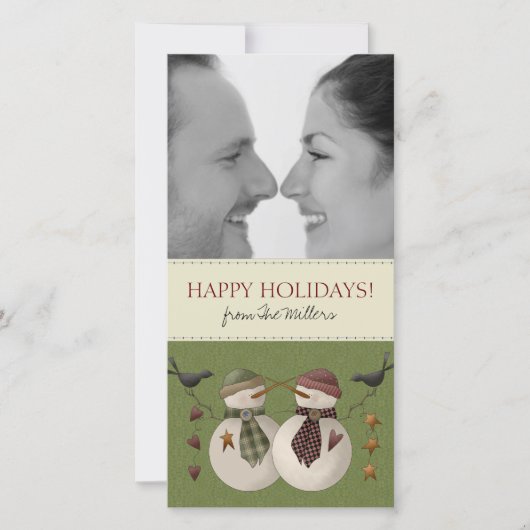 クリスマス雪だるまの写真カード シーズンカード (正面)