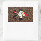 クリスマス雪だるまの装飾 長方形シール (バッグ)