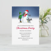 クリスマス雪だるまをパーティの招待状する 招待状 (スタンド正面)