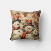 クリスマス雪だるまイラストレーション クッション (正面)