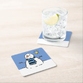 クリスマス雪だるまインザサンシャイン スクエアペーパーコースター (インサイチュ)
