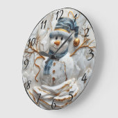 クリスマス雪だるまイン雪片 ラージ壁時計 (傾斜)