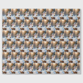 クリスマス雪だるまオンザパークベンチ ラッピングペーパー (フラット)