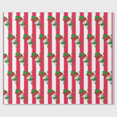 クリスマス雪だるまオンストライプズ ラッピングペーパー (フラット)