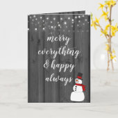 クリスマス雪だるまオンブラックウッド カード (黄色い花)