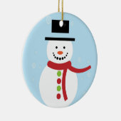 クリスマス雪だるまオンブルー セラミックオーナメント (右)