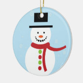 クリスマス雪だるまオンブルー セラミックオーナメント (左)