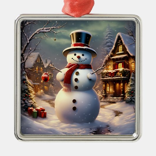 クリスマス雪だるまオーナメント メタルオーナメント (正面)