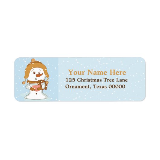 クリスマス雪だるまカスタム差出人住所ラベル ラベル (正面)