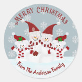 クリスマス雪だるまカスタム ラウンドシール (正面)