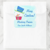 クリスマス雪だるまカップケカスタムーキ食品瓶ラベル スクエアシール (バッグ)