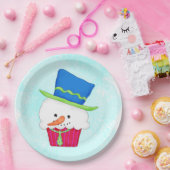 クリスマス雪だるまカップケーキアートデザートパーティー ペーパープレート (パーティー)