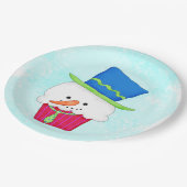 クリスマス雪だるまカップケーキアートデザートパーティー ペーパープレート (アングル)