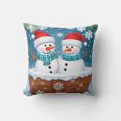 クリスマス雪だるまカップル クッション (正面)