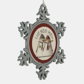 クリスマス雪だるまカップル スノーフレークピューターオーナメント (左)