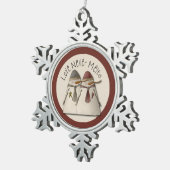 クリスマス雪だるまカップル スノーフレークピューターオーナメント (右)