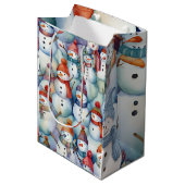 クリスマス雪だるまキッズ ミディアムペーパーバッグ (正面アングル)