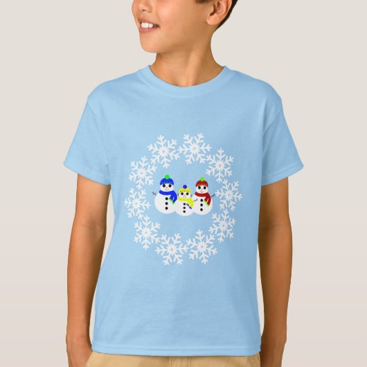 クリスマス雪だるまキッズTシャツ Tシャツ (正面)