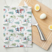 クリスマス雪だるまキッチンタオル キッチンタオル (四つ折り)