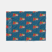 クリスマス雪だるまキャンディーケーンパターン雪の結晶 フリースブランケット (正面(横))