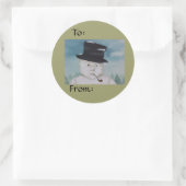 クリスマス雪だるまギフトステッカー ラウンドシール (バッグ)