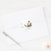 クリスマス雪だるまギフトラベル ラウンドシール (封筒)