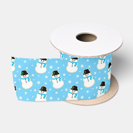 クリスマス雪だるまクッキーパターン サテンリボン (リール)