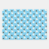 クリスマス雪だるまクッキーパターン ラッピングペーパーシート (正面2)