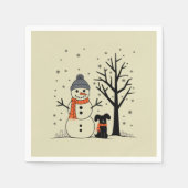 クリスマス雪だるまクリスマスドッグウィンター スタンダードカクテルナプキン (正面)