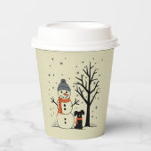 クリスマス雪だるまクリスマスドッグウィンター 紙コップ (正面)