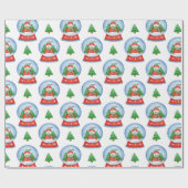 クリスマス雪だるまグローブとクリスマスツリー ラッピングペーパー (フラット)